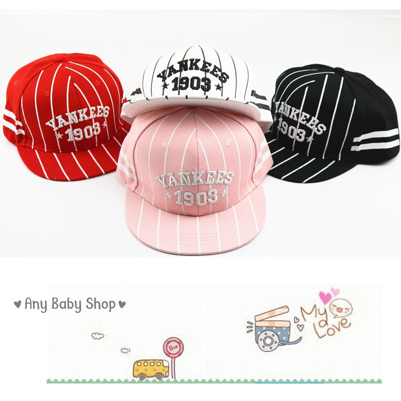 Mũ nón Hiphop Snapback cho bé trai và bé gái kiểu dáng bóng chày YANKEES 4 màu cực hot ❣❣ ❣❣