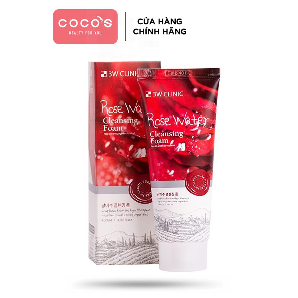 Sữa Rửa Mặt Hoa Hồng 3W Clinic Rose Water Cleansing Foam 100ml