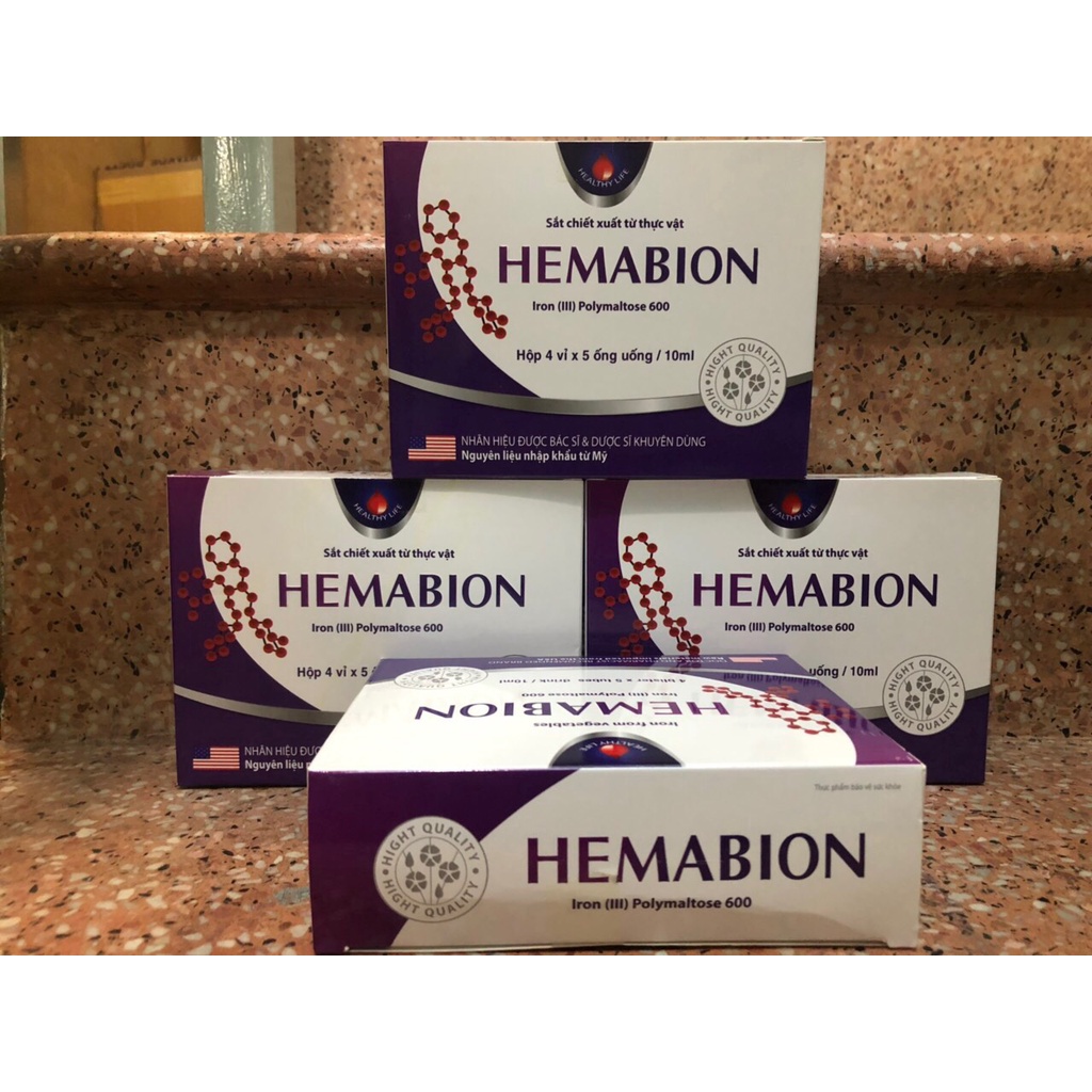 Hemabion bổ sung sắt, trẻ chậm lớn, hoa mắt chóng mặt do thiếu sắt, giúp cho quá trình tạo máu tốt hớn