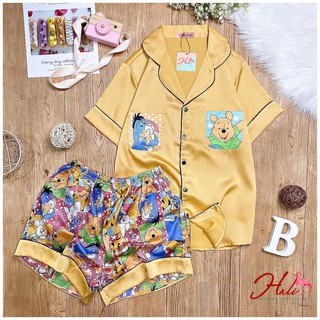 Bộ ngủ đùi pijama lụa satin 2