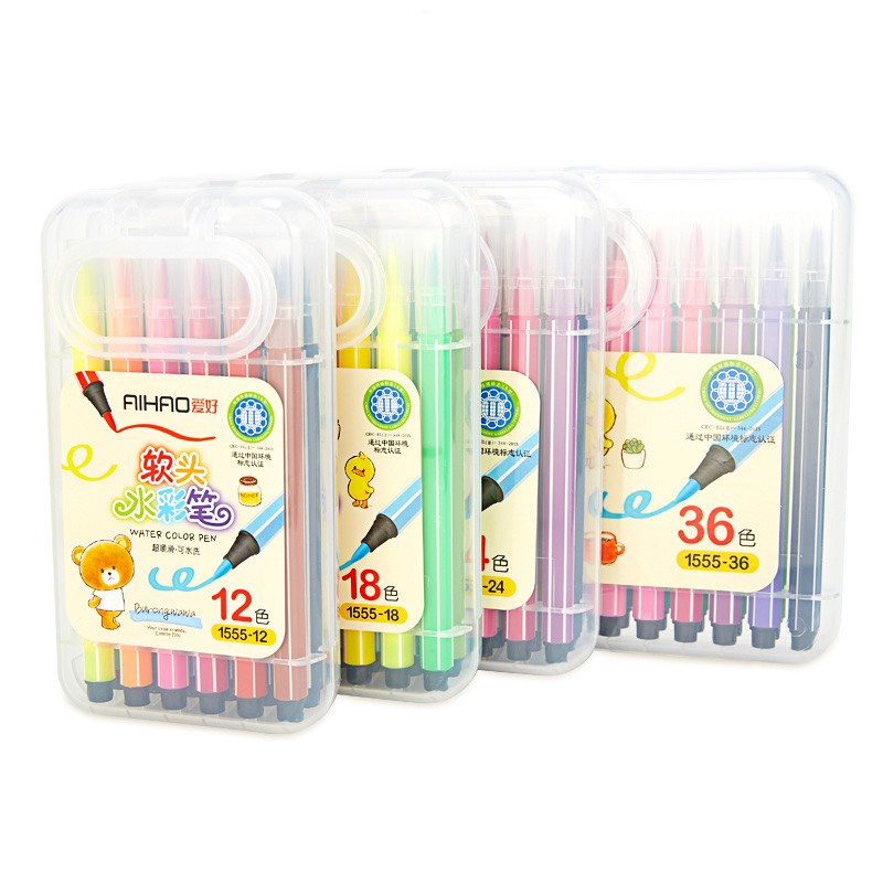 Dạ màu,bút lông màu fiber pen,Marker Touch Cool họa cụ tô màu dạ vẽ tranh cấp nhiều màu hộp nhựa nhiều màu12/18/24 màu