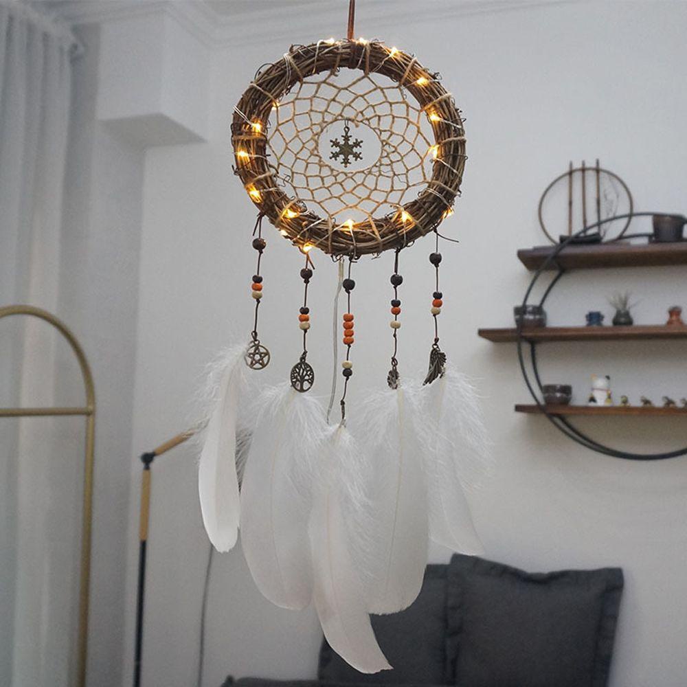 1 Lưới Bắt Giấc Mơ Có Đèn Led Trắng Dễ Thương Treo Trang Trí Nhà Cửa