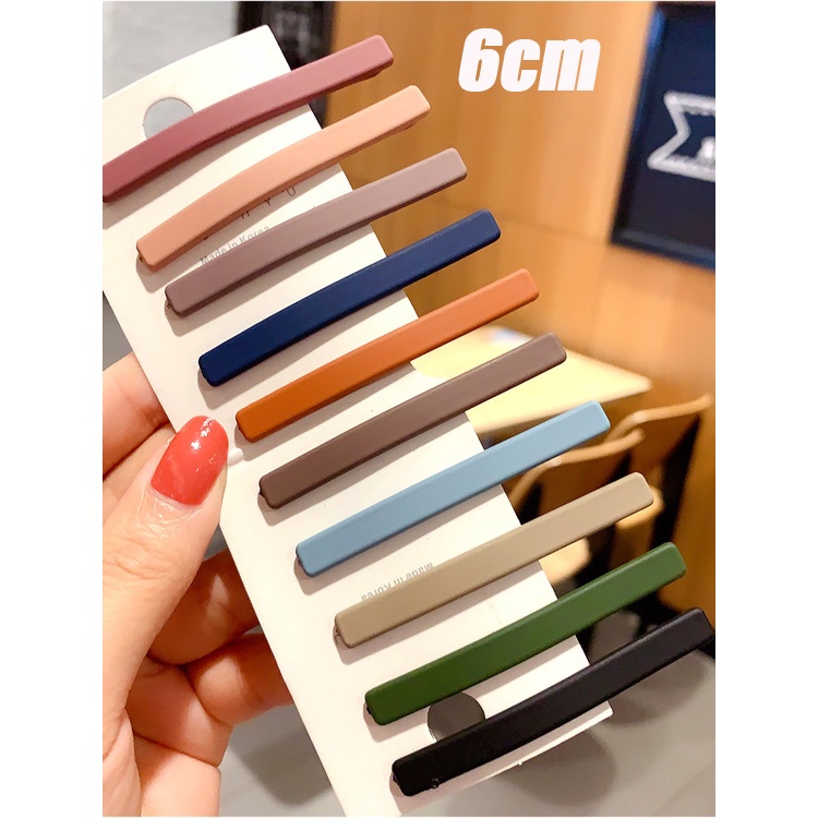 Bộ 10 Kẹp Tóc Mỏ Vịt Bằng Kim Loại Màu Sắc Đơn Giản Phong Cách Hàn Quốc Dành Cho Nữ