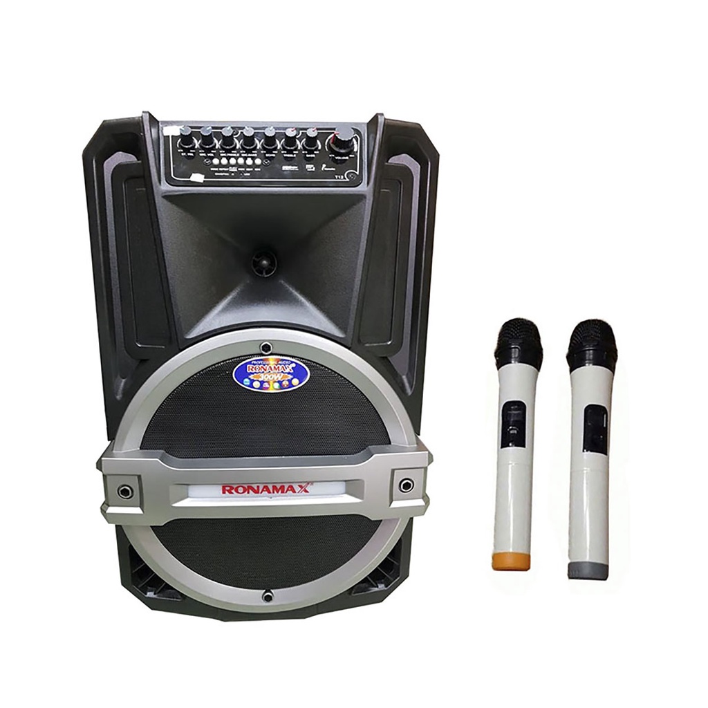 Loa kéo karaoke di động Ronamax T15  , loa kéo Bluetooth bass 4 tấc hát karaoke ngoài trời + Kèm 2 Micro