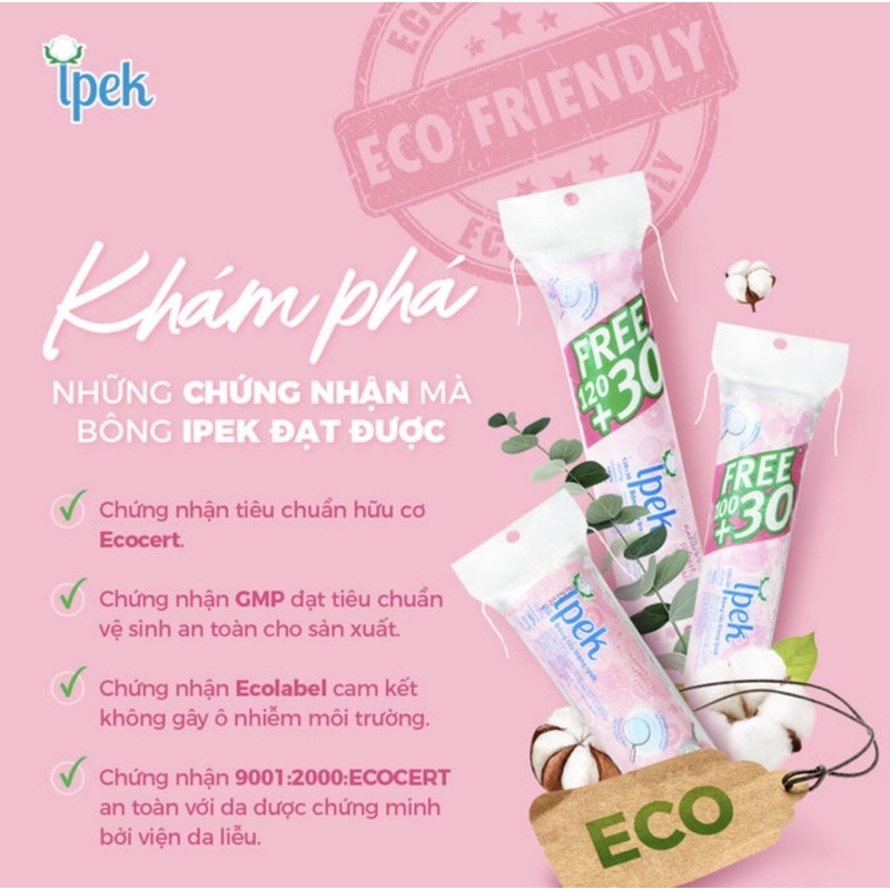 [Chính hãng] Bông Tẩy Trang Ipek Klasik Cotton Pads Thổ Nhĩ Kì Mềm Mịn - 150 Miếng