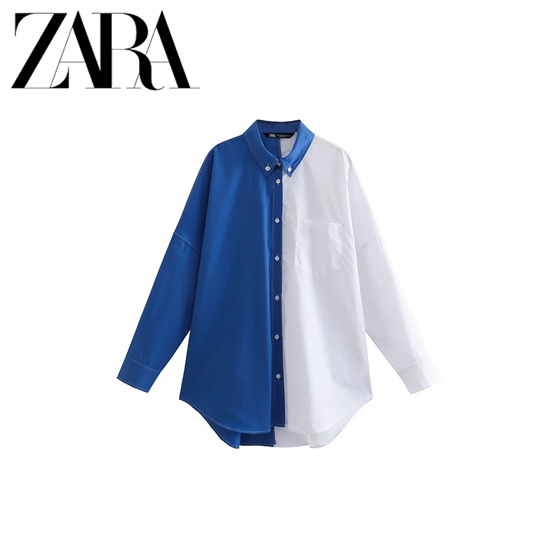 Zara Áo Sơ Mi Phối Màu Tương Phản Thời Trang Mùa Hè Cá Tính