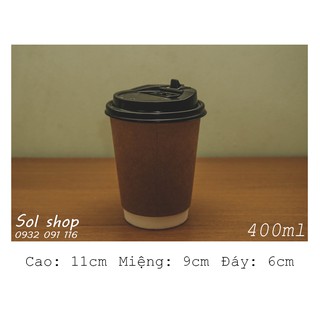 Ly giấy Kleur - Set 50 Ly nóng 2 lớp Kraft 12oz - 400ml (kèm nắp)