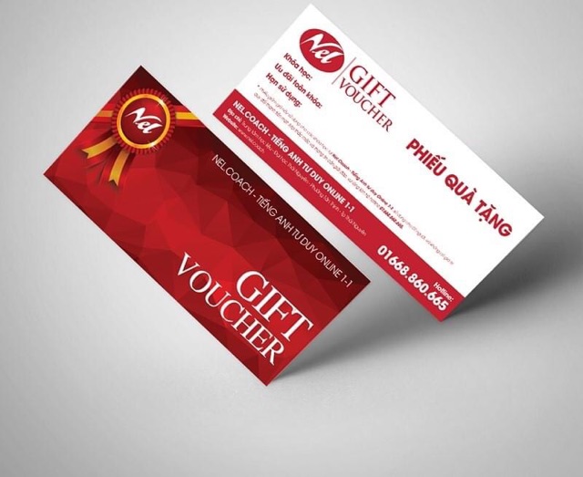 Thiết kế - In voucher theo yêu cầu- giấy c300 - kích thước 15x7cm - 500 cái