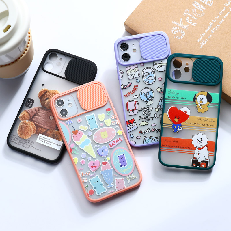 Ốp điện thoại mặt nhám thiết kế thanh trượt bảo vệ camera cho IPhone 11 12 13 Pro Max 13 Mini X XS XR 6 7 8 Plus