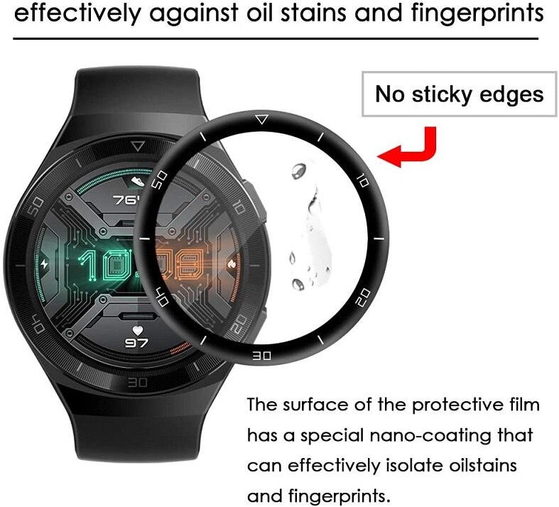 Miếng Dán Bảo Vệ Màn Hình Viền Cong 3d Gt2e Cho Đồng Hồ Huawei Watch Gt 2e Ốp