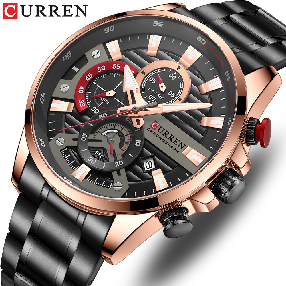 Đồng Hồ Quartz CURREN Đa Năng Chống Thấm Nước Dây Thép Không Gỉ Kiểu Dáng Thể Thao