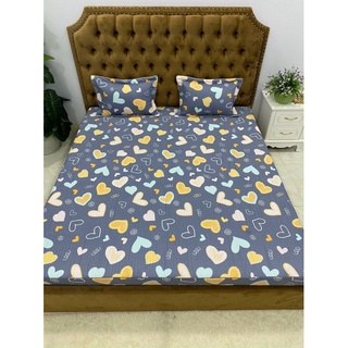 Bộ Ga Gối Cotton 100% Ga Chun Trần Bông ,Vỏ Gối 45*65cm Có Lót Bông