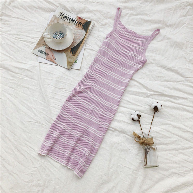 [Baywellfashion]Đầm dệt kim thiết kế ôm sát tôn dáng quyến rũ váy 2 dây váy nữ | BigBuy360 - bigbuy360.vn