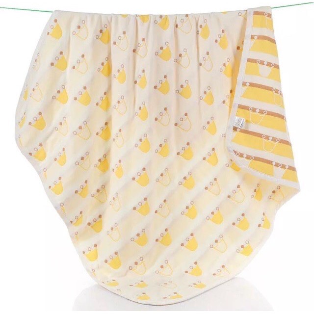 Khăn tắm sợi tre 6 lớp 2 mặt cho bé siêu mềm và thấm hút tốt Wooyi cỡ lớn 110x110cm