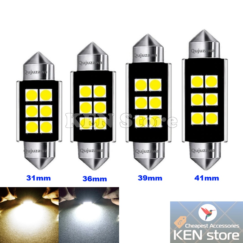 Bóng led trần ô tô, bóng soi biển số chân bóng đũa 6 chip 3030 siêu sáng