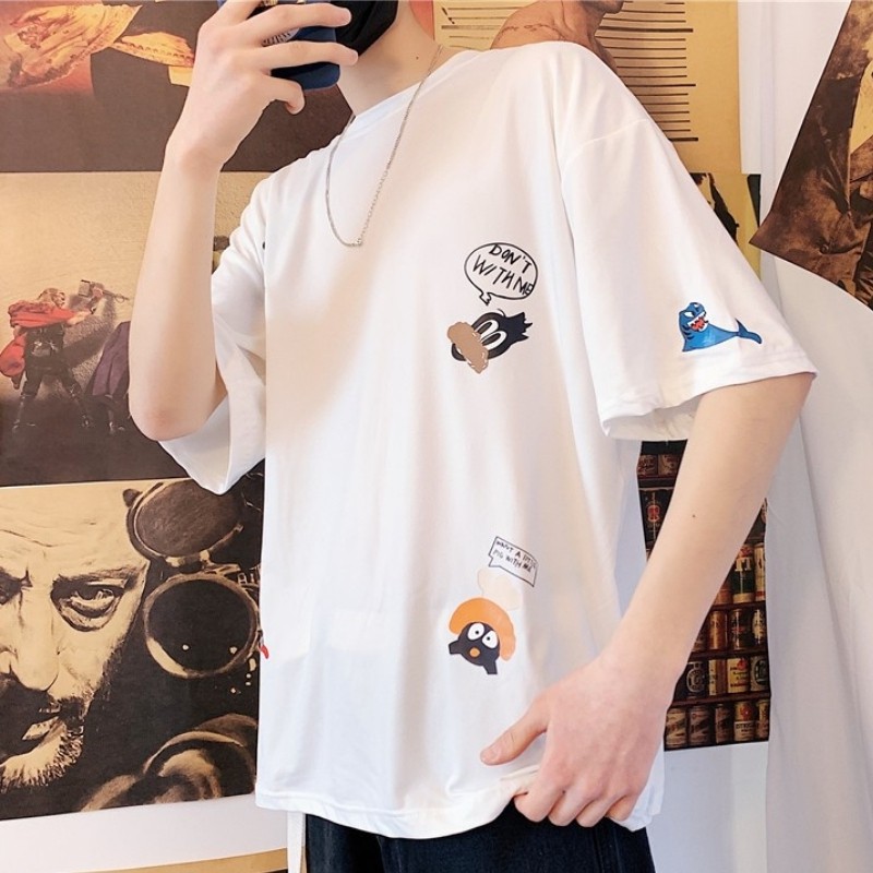 Áo phông nam nữ unisex tay lỡ thun form rộng CHIBI HH teen cổ tròn oversize cotton giá rẻ màu đen trắng tee pull | BigBuy360 - bigbuy360.vn