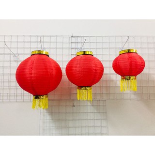 Đèn Lồng Vải Đỏ Tròn  Có Tua 20/25/30cm Trang Trí Ngoài Trời
