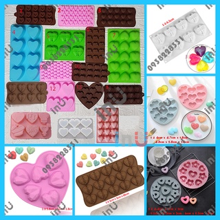 HCM - Khuôn silicon tim nhiều kích cỡ trái tim làm kẹo dẻo, kẹo chip, đổ socola, râu câu pudding BSI