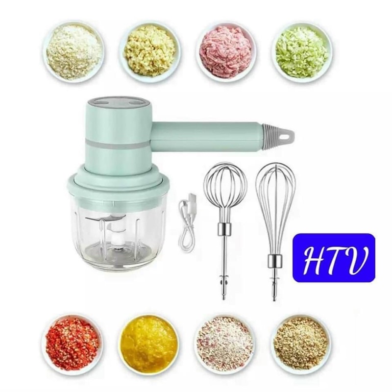 MÁY XAY ĐA NĂNG 3IN1 ( máy xay cầm tay mini mới siêu hot kèm 2 đánh trứng và 1 lưỡi xay thịt)