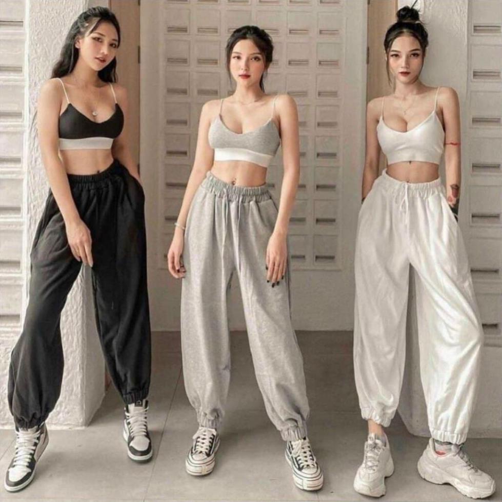 Quần nỉ bo gấu dáng boom,quần jogger nữ cạp chun chất da cá mềm mịn ,siêu đanh Real Fashion