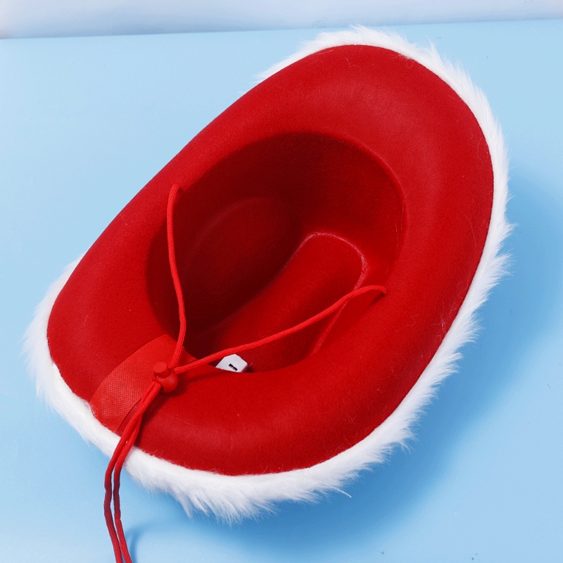 Mũ Cao Bồi Nhung Đỏ Có Đèn LED Phát Sáng Hóa Trang Ông Già Noel / Jazz / Giáng Sinh