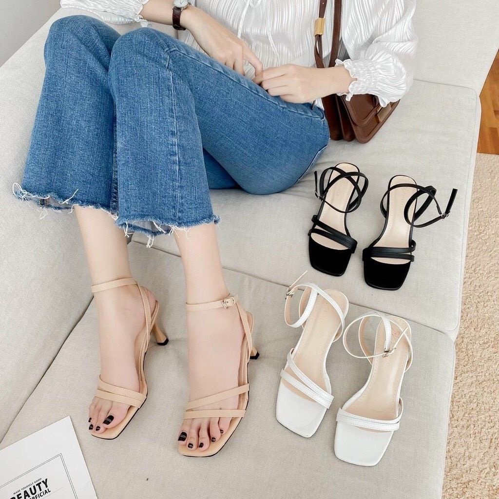 Sandal Quai Chéo Gót Nhọn 7 Phân