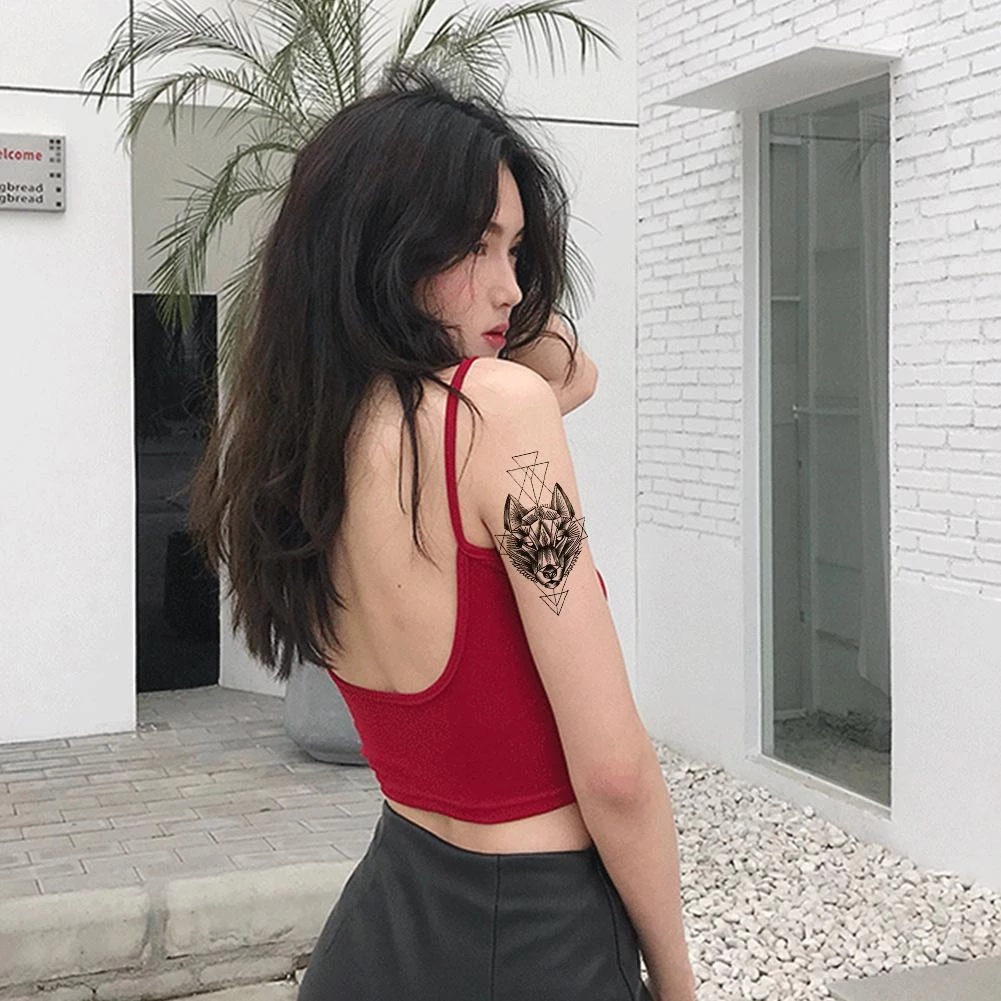 [Hàng mới về] Hình xăm dán tạm thời chống nước hình sói đen cá tính