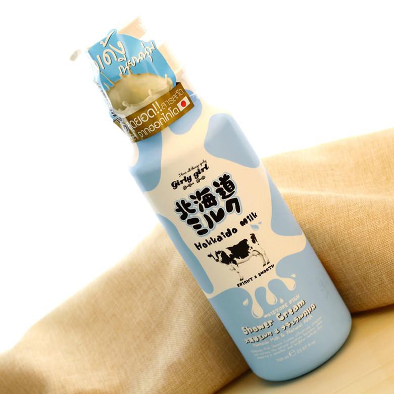 Sữa Tắm Trắng Dưỡng Chất  Từ Sữa Bò - Girly Girl Hokkaido Milk Moisture Rich Shower Cream - 700ml hàng Thái