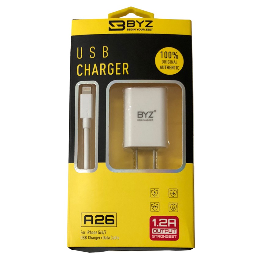Bộ sạc BYZ 1.2A ip5/6/7 A26