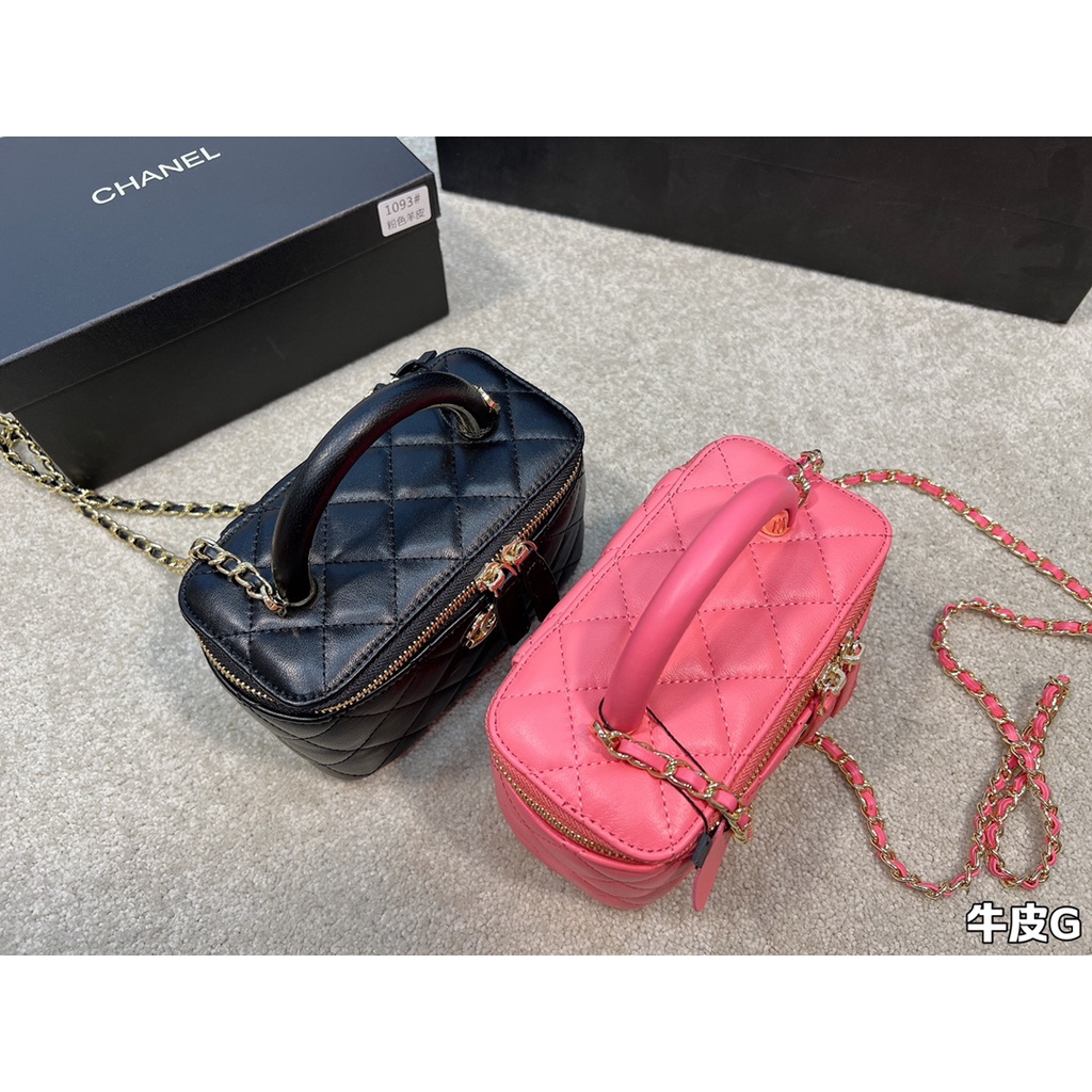 Túi xách nữ da thật hình hộp Channel đeo chéo thời thượng