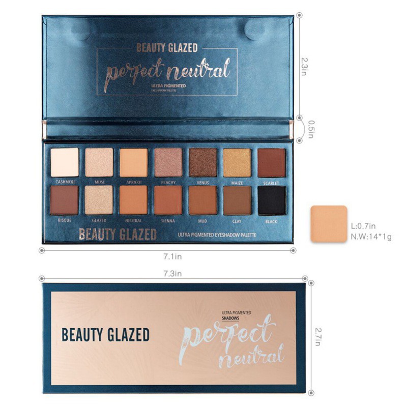 Bảng phấn mắt hiệu BEAUTY GLAZED có 14 màu lâu trôi