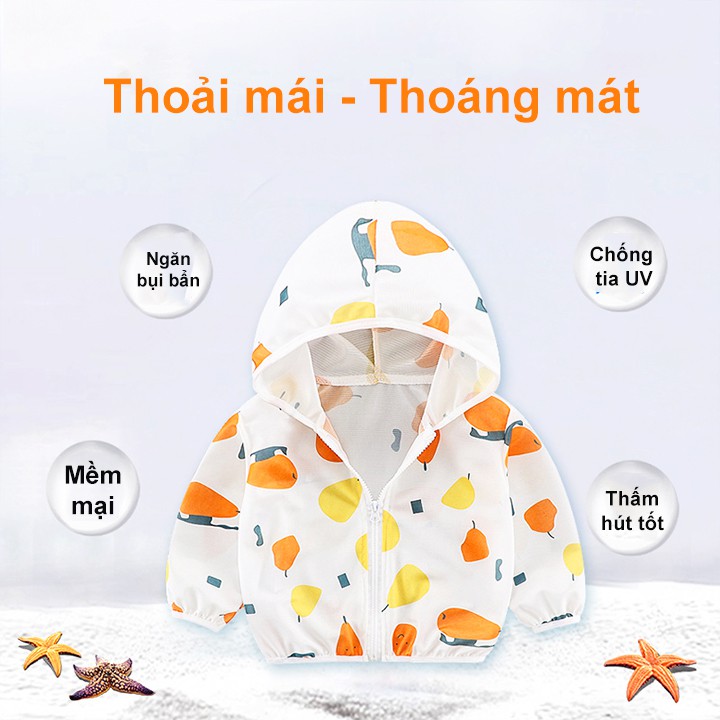 Áo khoác cho bé, áo nắng cho bé cao cấp chất thun sợi tre loại 1 nhẹ mát thoáng khí chống tia UV BBShine – AK023