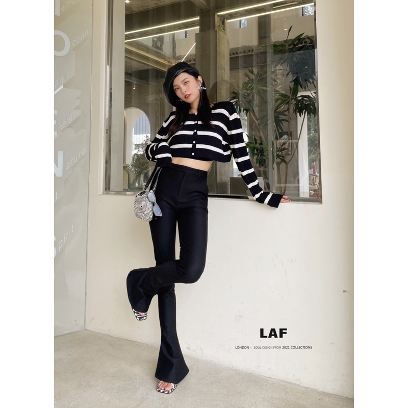 Áo cardigan ZHELIHANGFEI dệt kim kẻ sọc trắng đen lưng cao dáng ôm trẻ trung quyến rũ thời trang cho nữ