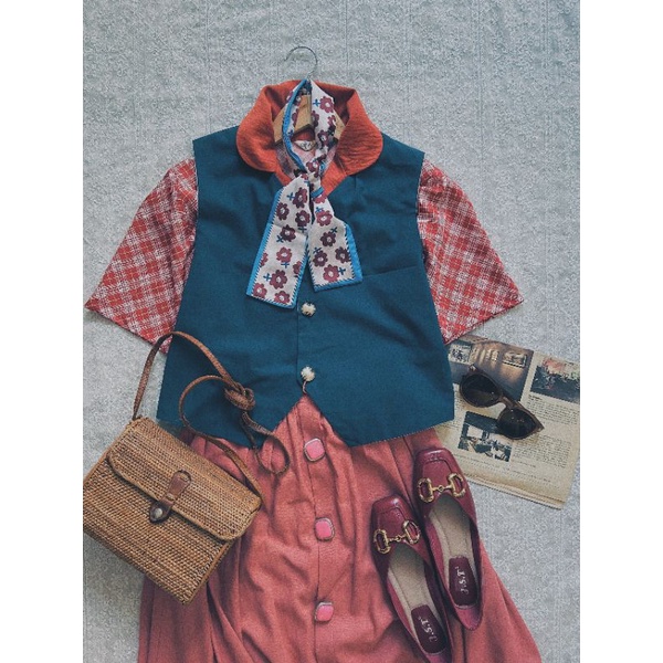 Gilet vintage 2 mặt