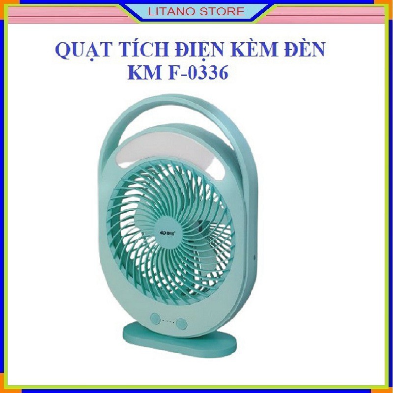 Quạt Sạc Pin Tích Điện Tích Hợp Đèn Led Chiếu Sáng Tiện Dụng Mã KM-F0336