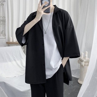 Áo sơ mi trắng đen trơn basic oversize nam nữ sm46
