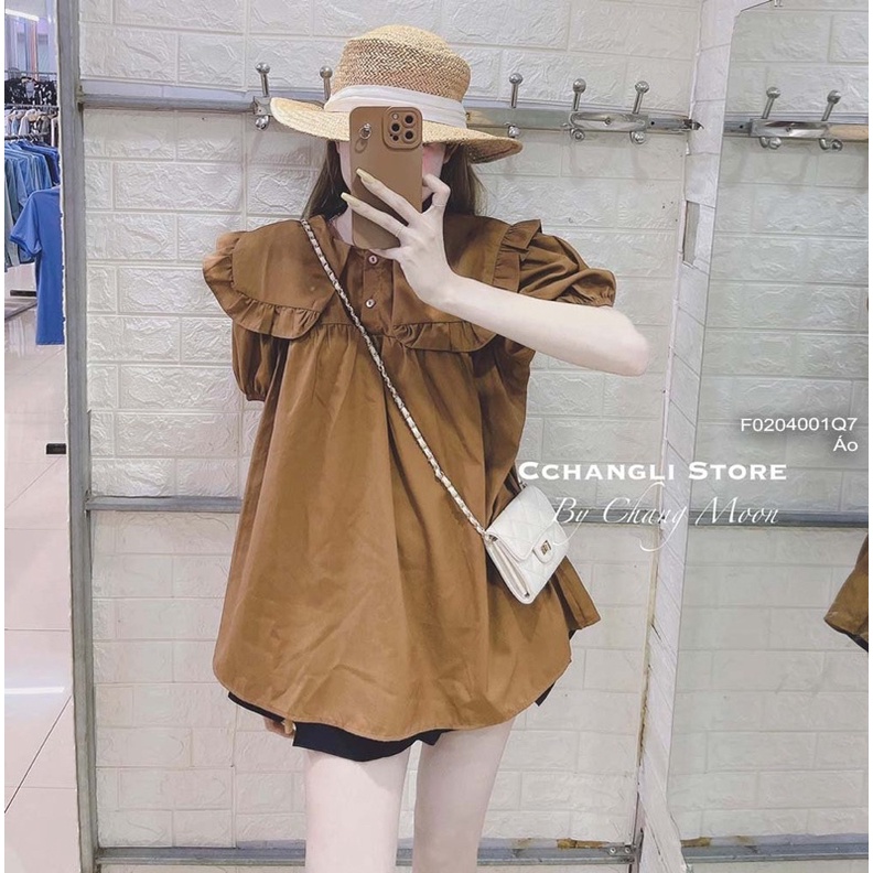 Áo babydoll cổ bèo tay ngắn a0104