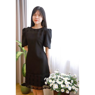 Đầm thiết kế cao cấp dáng chữ A phối ren lưới 3D JL043