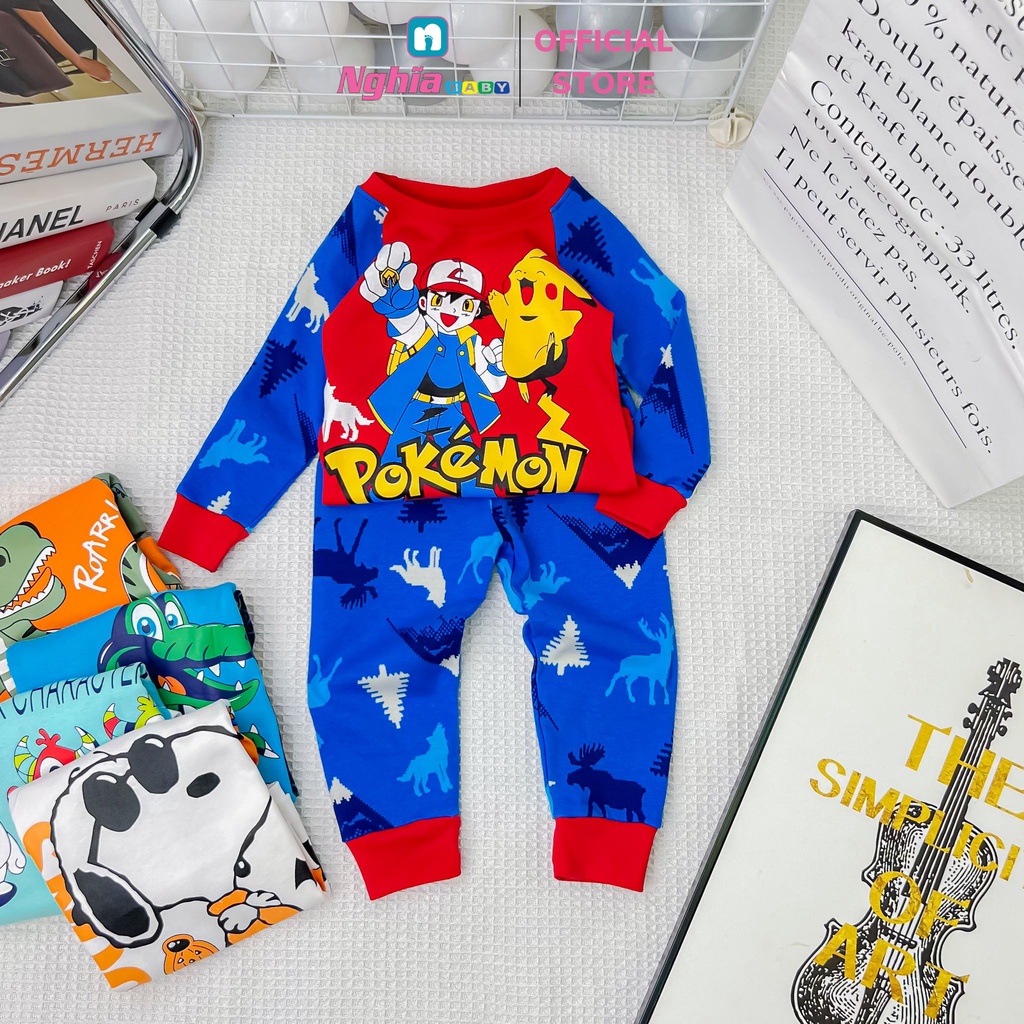 Đồ bộ dài bé trai - Bộ Quần áo dài tay bé trai - Đồ bộ dài tay cho bé trai chất bozip NGHĨA BABY dành cho bé từ 9-21kg