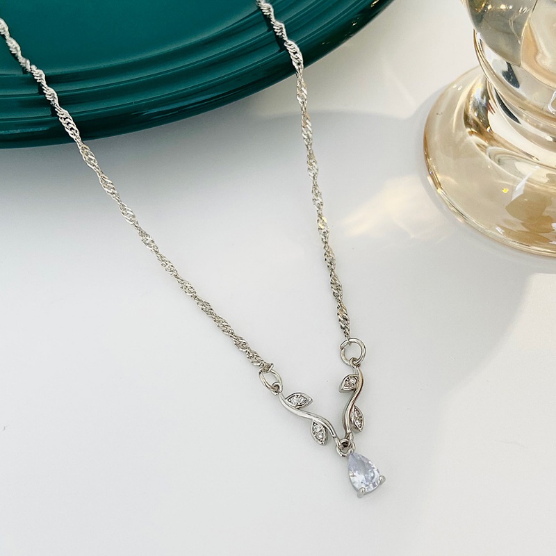 Vòng cổ Mặt Hình Giọt Nước Đính Đá Zircon Thời Trang Hàn Quốc Cho Nữ