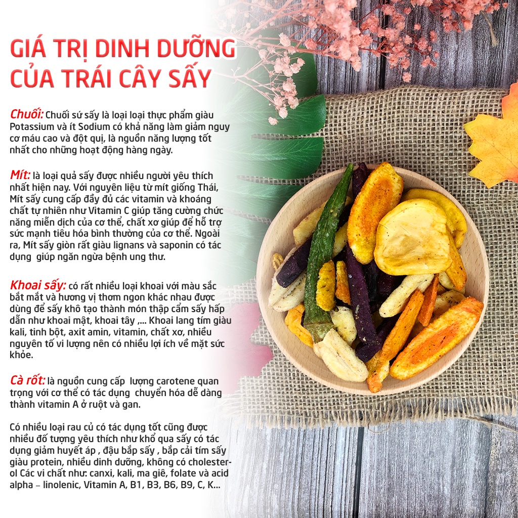 500g Trái Cây Thập Cẩm Sấy Giòn Nguyên Chất Không Đường Đặc Sản Đà Lạt ️ HANI FOOD