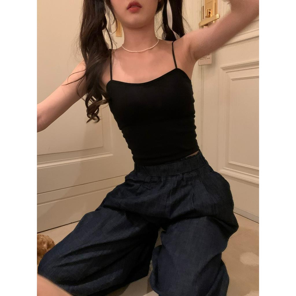 Áo Hai Dây Màu Trơn Có Đệm Ngực Thời Trang Hong Kong Cho Nữ