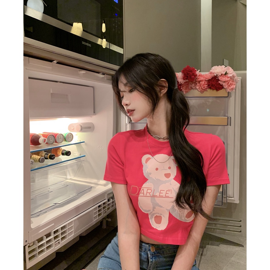 ÁO THUN CROPTOP GẤU DARLEE DỄ THƯƠNG CÓ FREESIZE <72KG CR22071