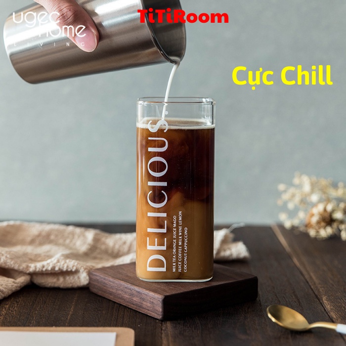 Ly cốc thủy tinh vuông siêu chịu nhiệt dung tích 250/400/480ml uống nước cafe sinh tố cao cấp decor