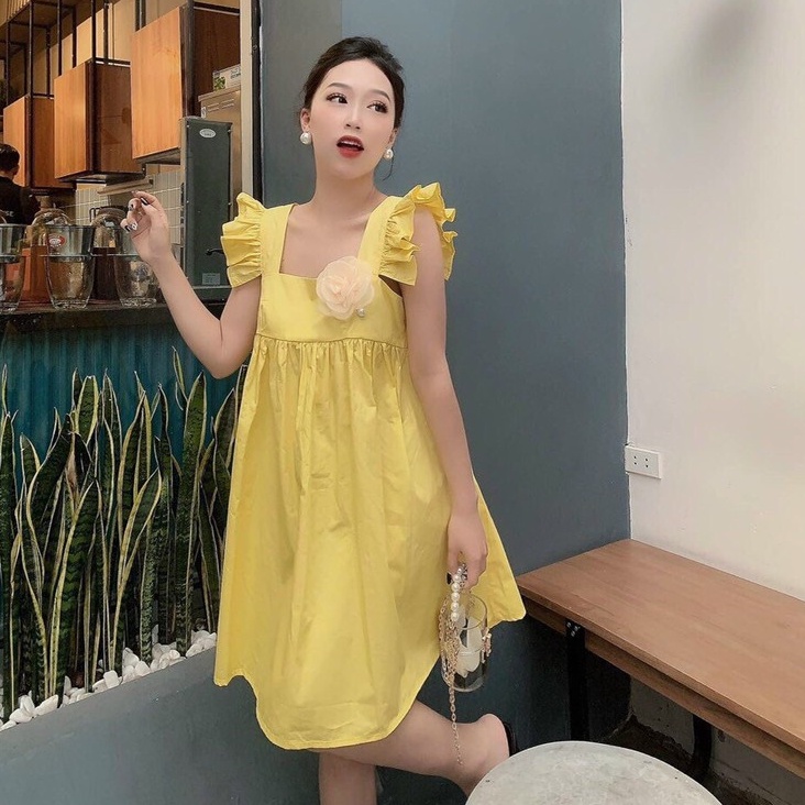 Đầm Babydoll Tay Cánh Tiên Cài Bông Ngực (Kèm Video Hình Thật)