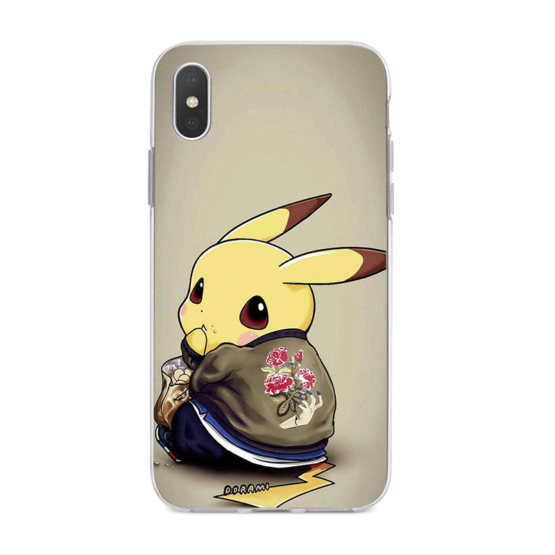 Ốp điện thoại TPU Silicone mềm hình Pikachu đáng yêu cho iPhone X 6 6s 6Plus 6s Plus 7 7Plus 8 8Plus 5 5s SE