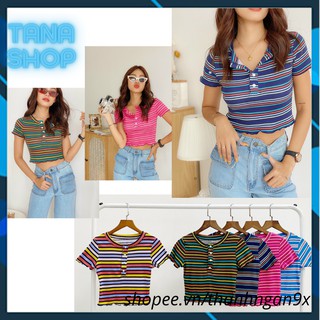 Áo Thun Croptop Sọc 🎁FREESHIP🎁 Croptop Nữ Ôm 5 Màu Dễ Thương