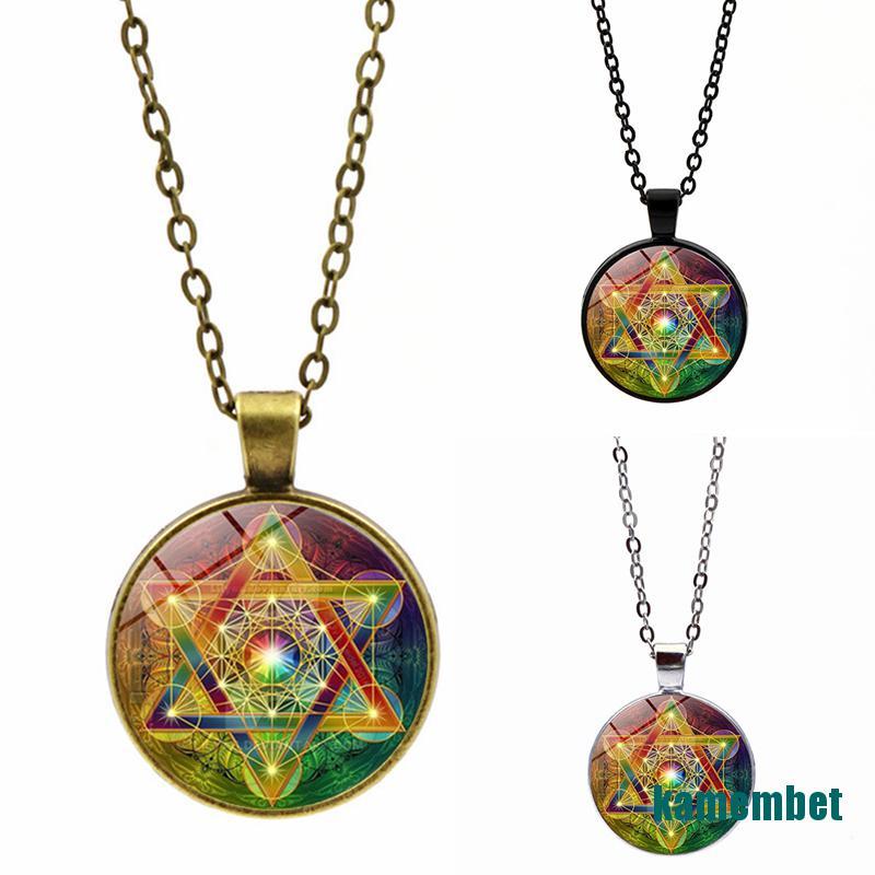 (new)Mysterious Cube Necklace Sacred Geometry Flower of Life Glass Pendants