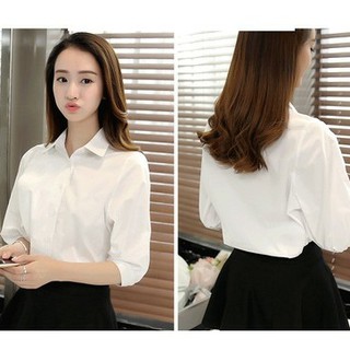 áo sơ mi nữ tay lửng vai bồng dễ thương
