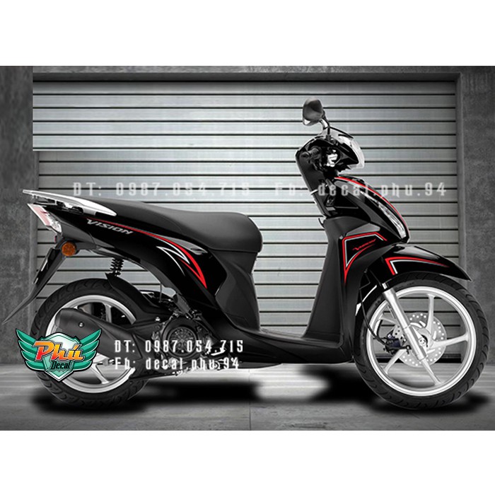 Tem rời Vision mới Xe đen Nhám (W)
